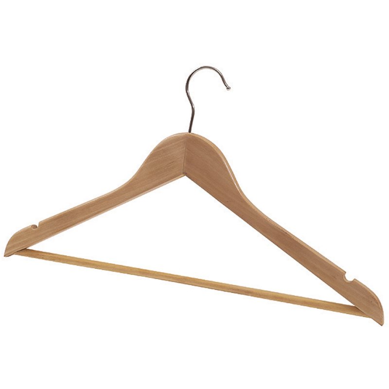 Houten kledinghangers met stang, set van 25 stuks